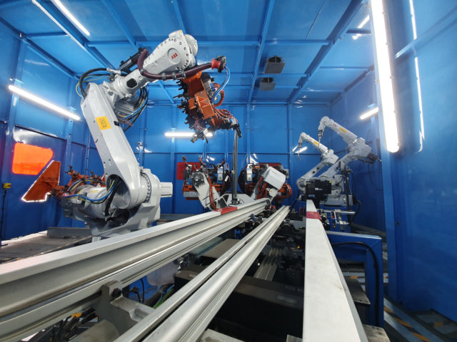 Robot in welding cell